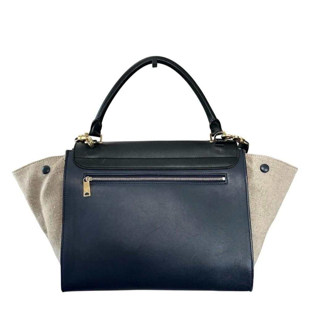 Celine Trapeze Black Navy Blue & Ivory Leather Two Way Bag - Picture 2 of 11